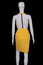 Load image into Gallery viewer, 1980's Yellow and Black Wrap Halter Contempo Casuals Dress - Size XS