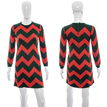 Load image into Gallery viewer, 1960's Silverworm Red and Green Chevron Dress Size S