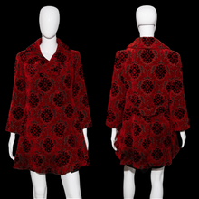 Load image into Gallery viewer, 1960s Red and Black Tapestry Coat Size M