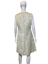 Load image into Gallery viewer, 1960's Silver and White Mink Trimmed Brocade Dress/Coat Combo - Size L
