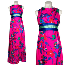 Load image into Gallery viewer, 1960’s Neon Floral Suzy Perette Gown Size M
