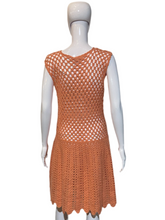 Load image into Gallery viewer, 1960's Peach Crochet Drop Waist Dress Size S