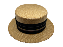 Load image into Gallery viewer, 1920's Straw Boater Skimmer Hat Size 7