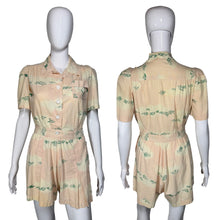 Load image into Gallery viewer, 1940's Pink and Green Playsuit Romper Size S