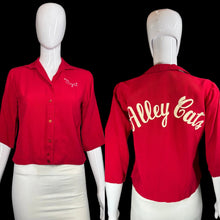 Load image into Gallery viewer, 1950's Myrt's Alley Cat Bowling Shirt - Size S