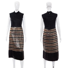 Load image into Gallery viewer, 1960's Black Satin and Sequins Detail Cocktail Dress Size S/M