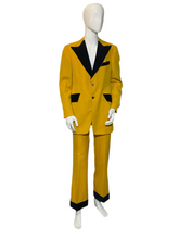Load image into Gallery viewer, 1960's Mustard Yellow Tuxedo with Black Velvet Trim - Size L