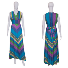 Load image into Gallery viewer, 1970's Chevron Striped Vera Mont Maxi Dress - Size M