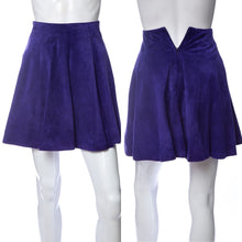 Load image into Gallery viewer, 1990's Tannery West Purple Leather A-Line Mini Skirt Size XS