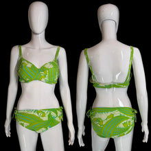Load image into Gallery viewer, Green and white patterned bikini set on a mannequin against a neutral background