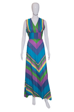 Load image into Gallery viewer, 1970's Chevron Striped Vera Mont Maxi Dress - Size M