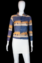 Load image into Gallery viewer, 1970s Beachcombers Print Polyester Shirt – Donmoor – Size XS