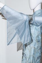 Load image into Gallery viewer, 1960's Blue Painted Alfred Shaheen Bell Sleeve Dress - Size S