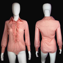 Load image into Gallery viewer, coral and white checkered bodysuit on a mannequin with front and back view