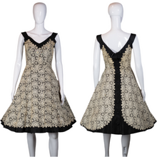 Load image into Gallery viewer, 1950's Black Taffeta and Lace Party Dress - Size S