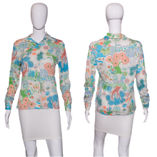 Load image into Gallery viewer, 1970's Psychedelic Floral Blouse Size S