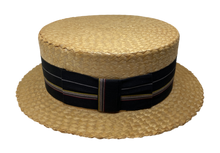 Load image into Gallery viewer, 1920's Straw Boater Skimmer Hat Size 7
