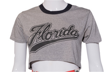 Load image into Gallery viewer, 1980s Florida Heather Gray Ringer Cropped T-shirt S