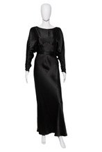 Load image into Gallery viewer, 1930's Black Liquid Satin Bias Cut Gown - Size XS