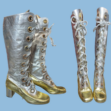 Load image into Gallery viewer, 1960’s French Metallic Silver and Gold Go Go Boots size 7.5