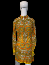 Load image into Gallery viewer, 1960s Yellow Paisley Mini Dress – Size XS