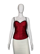 Load image into Gallery viewer, White mannequin wearing a red garment on a gray background