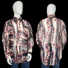 Load image into Gallery viewer, Colorful patterned shirt on a mannequin with a white background
