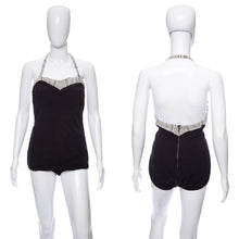 Load image into Gallery viewer, 1950's Sea Nymph by Jordan Black and White Bathing Suit Size L