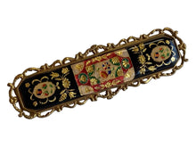 Load image into Gallery viewer, 1800’s Victorian Gold Toned Micromosaic Floral Enamel Bar Pin Broach