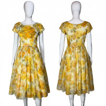 Load image into Gallery viewer, 1960's Floral Chiffon Party Dress - Size S/M