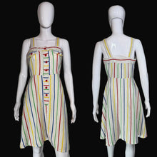Load image into Gallery viewer, White sleeveless dress with colorful stripes