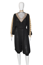 Load image into Gallery viewer, 1970's Black and Gold Victorian Style Jumpsuit Size M/L