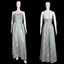 Load image into Gallery viewer, Mannequins wearing strapless floral dresses on a white background