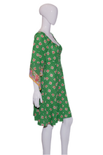 Load image into Gallery viewer, 1970's Green Hippie Handkerchief Dress - Size M