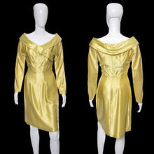 Load image into Gallery viewer, 1960s Chartreuse Silk Wiggle Dress – Size S