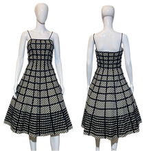 Load image into Gallery viewer, 1950's Black and White Gingham and Velvet Party Dress - Size S/M