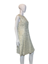 Load image into Gallery viewer, 1960's Silver and White Mink Trimmed Brocade Dress/Coat Combo - Size L