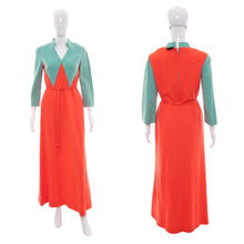 Load image into Gallery viewer, 1960's Addie Masters for Bergdorf Goodman Orange and Aqua Maxi Dress Size M/L
