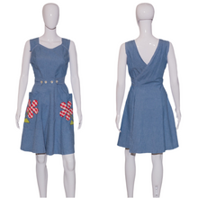 Load image into Gallery viewer, 1970's Chambray Gingham Flower Wrap Dress - Size S