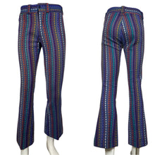 Load image into Gallery viewer, 1960's Purple Striped Wool Flared Pants Waist 32