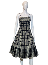 Load image into Gallery viewer, 1950's Black and White Gingham and Velvet Party Dress - Size S/M