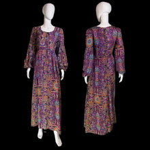 Load image into Gallery viewer, 1960s Psychedelic Floral Paisley Maxi Dress – Size M