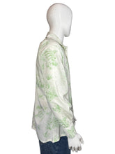 Load image into Gallery viewer, 1970's White and Green Cotton Novelty Vacation Print Shirt - Size L