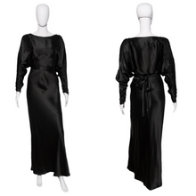 Load image into Gallery viewer, 1930's Black Liquid Satin Bias Cut Gown - Size XS