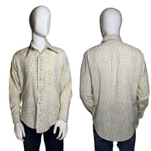 Load image into Gallery viewer, 1970's Men's Zodiac Print Button Up Dress Shirt- Size L