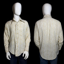 Load image into Gallery viewer, 1970's Men's Zodiac Print Button Up Dress Shirt- Size L