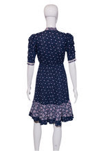 Load image into Gallery viewer, 1970's Navy Blue Floral Prairie Dress Size S