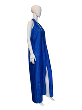 Load image into Gallery viewer, 1970's "Halston IV" Metallic Blue Lamé Grecian Evening Gown - One Size