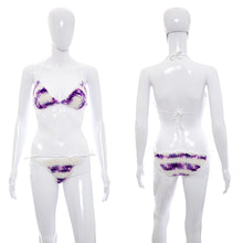 Load image into Gallery viewer, 1970's Purple and White Crocheted Bikini Size XS