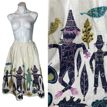 Load image into Gallery viewer, 1950's Atomic Scarecrow Novelty Print Skirt Size S/M